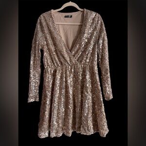 Boohoo Gold Sequin Skater Dress​​